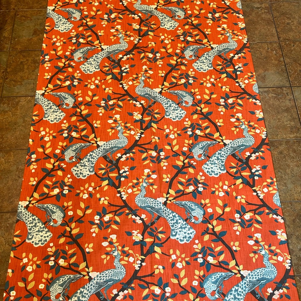 Robert Allen Plume Redux Persimmon Peacock Floral Panel Set 2 Light Filtering
